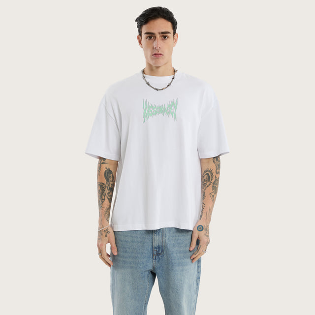 Model wears Ghoul Street Tee Optical White T-Shirts in White - Image 3