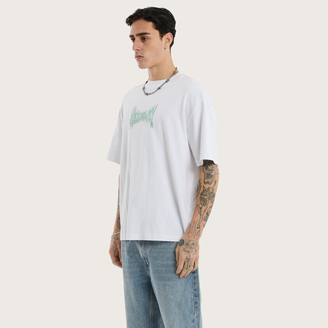 Model wears Ghoul Street Tee Optical White T-Shirts in White - Image 7