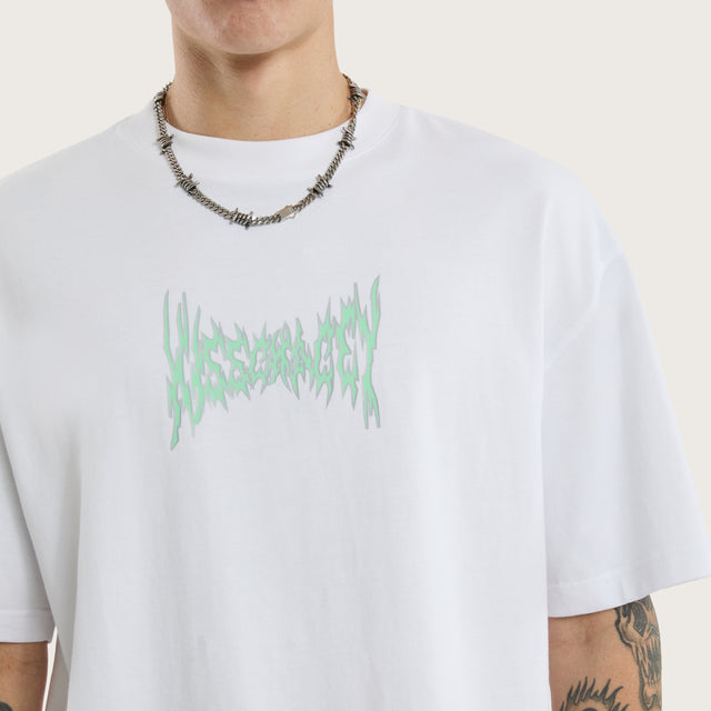 Model wears Ghoul Street Tee Optical White T-Shirts in White - Image 8