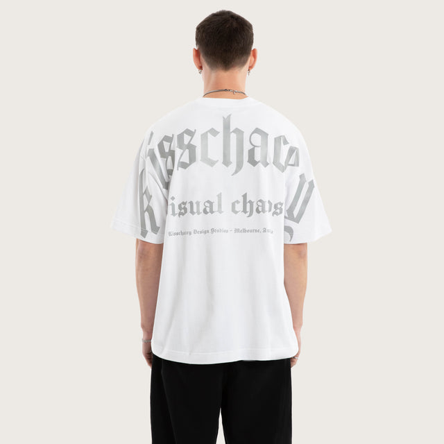 Model wears Kingdom Street Tee Optical White T-Shirts in White - Image 2