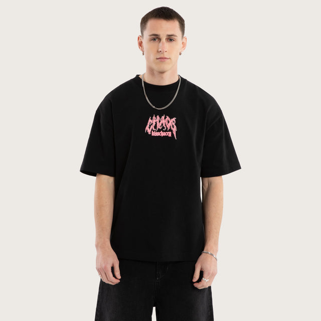 Model wears Melt Street Tee Jet Black T-Shirts in Black - Image 3