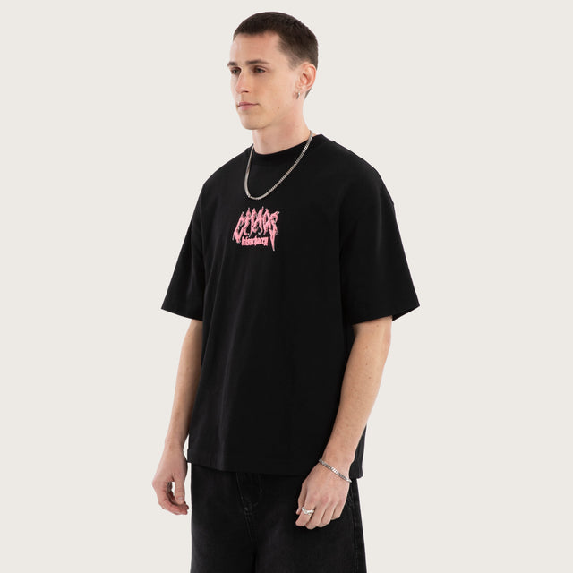 Model wears Melt Street Tee Jet Black T-Shirts in Black - Image 4