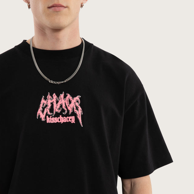 Model wears Melt Street Tee Jet Black T-Shirts in Black - Image 6