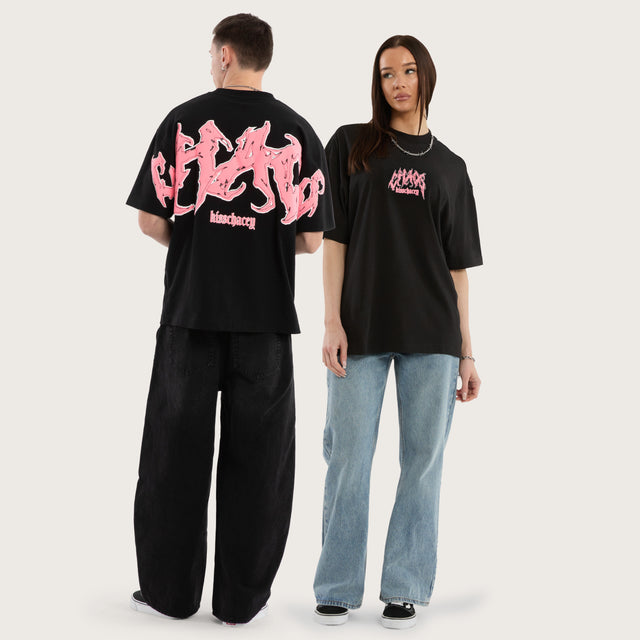 Model wears Melt Street Tee Jet Black T-Shirts in Black - Image 2
