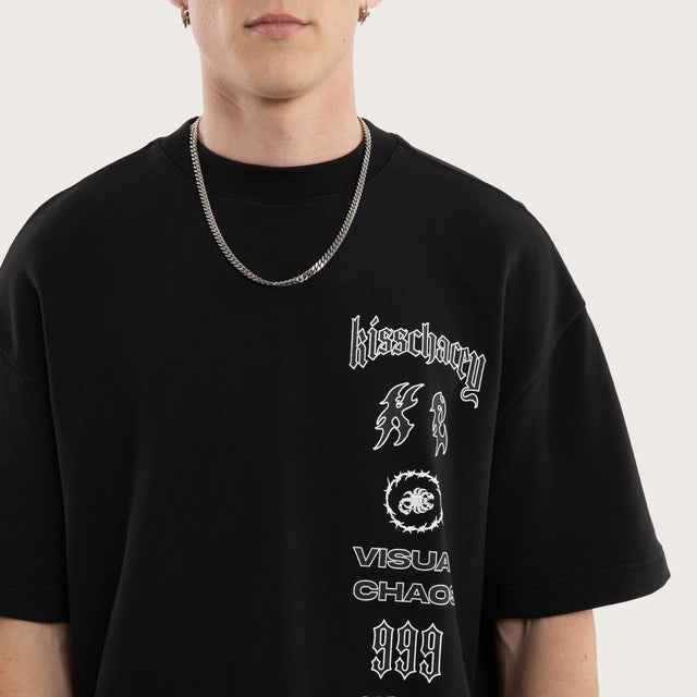 Model wears Gates Street Tee Jet Black T-Shirts in Black - Image 4