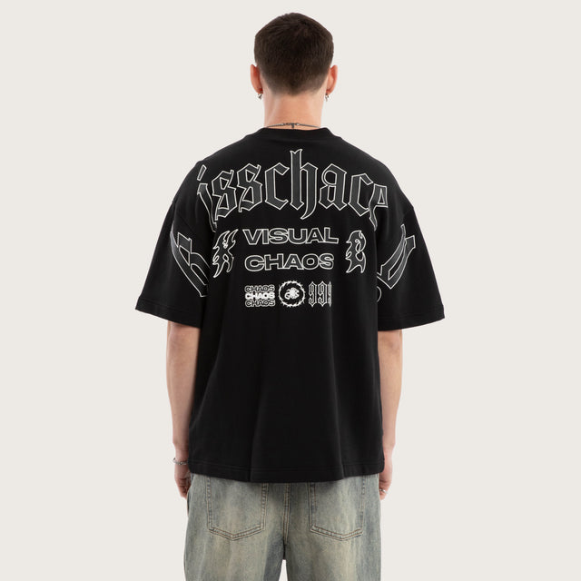 Model wears Gates Street Tee Jet Black T-Shirts in Black - Image 3