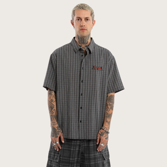Devotion Button Up Shirt Black Check