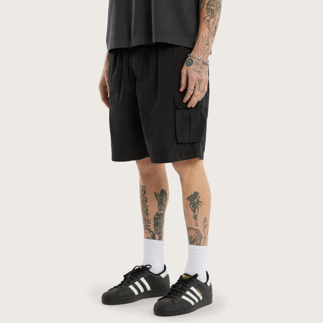 Mosh Baggy Cargo Short Jet Black