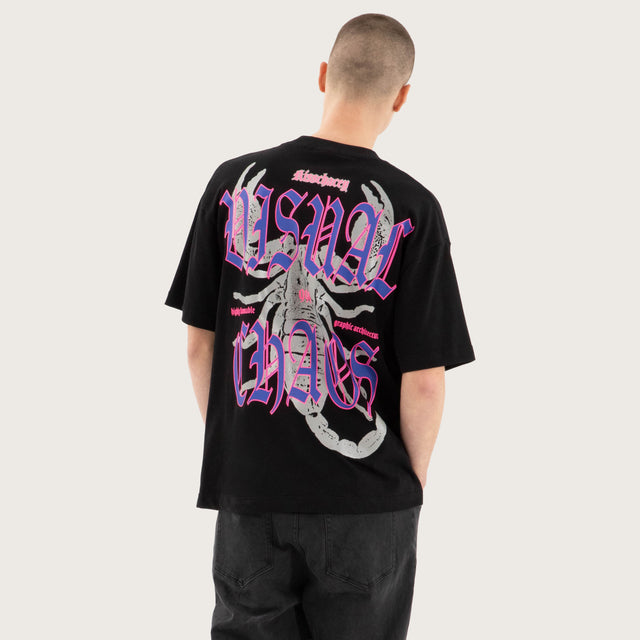 Model wears Scorpio Street Tee Jet Black T-Shirts in Black - Image 2