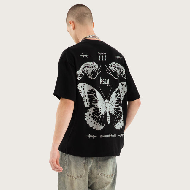Model wears Download Street Tee Jet Black T-Shirts in Black - Image 1