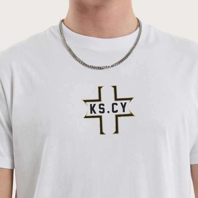 Believe Dual Curved Tee Optical White
