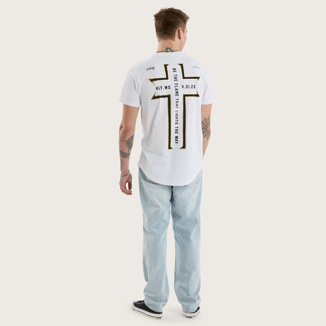 Believe Dual Curved Tee Optical White