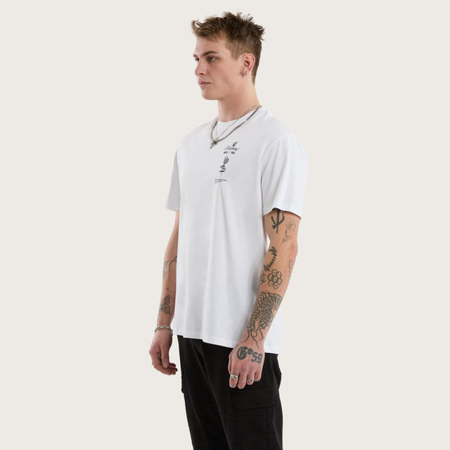 Model wears Division Relaxed Tee Optical White T-Shirts in White - Image 3