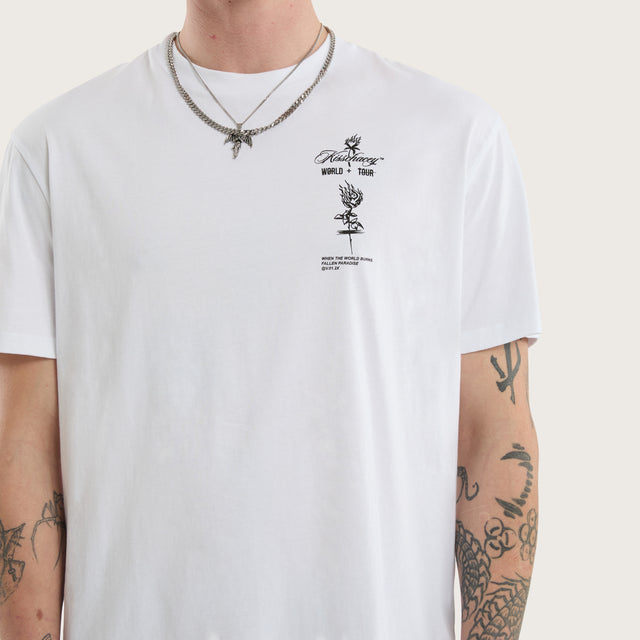 Model wears Division Relaxed Tee Optical White T-Shirts in White - Image 4