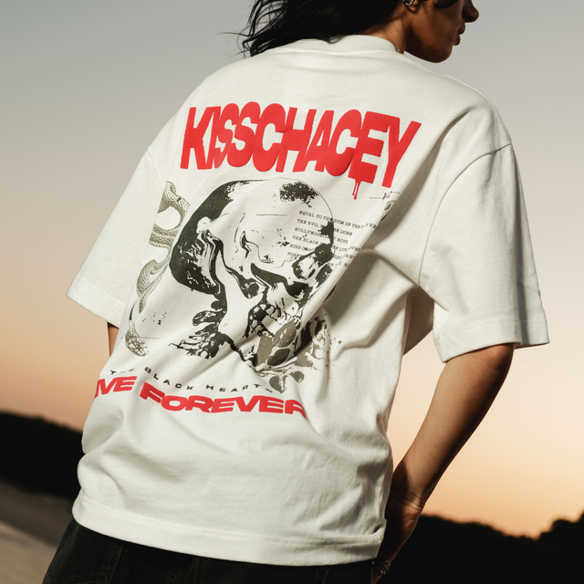 Model wears Mathry Street Tee Natural White T-Shirts in White - Image 2