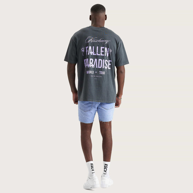 Model wears After Life Box Fit T-Shirt Pigment Asphalt T-Shirts in Grey - Image 5