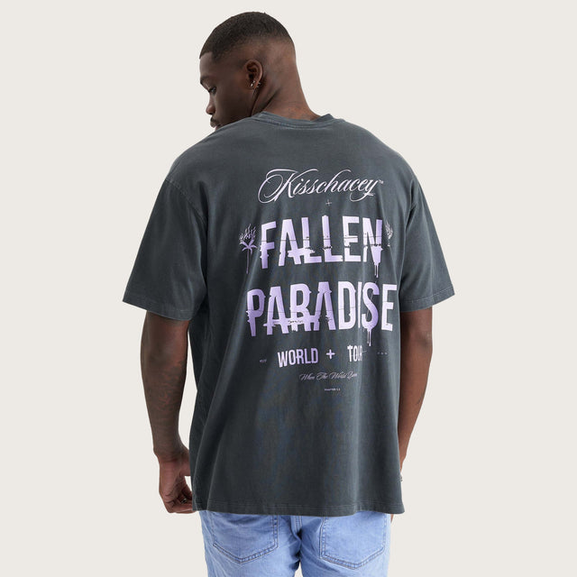Model wears After Life Box Fit T-Shirt Pigment Asphalt T-Shirts in Grey - Image 1