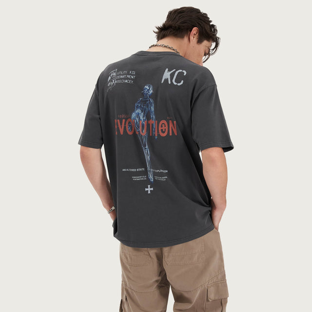 Model wears Altered Heavy Box Fit Tee Pigment Black T-Shirts in Black - Image 1