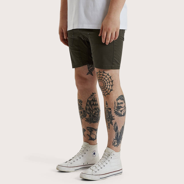 Model wears Brigham Shorts Storm Green Shorts in Green - Image 2