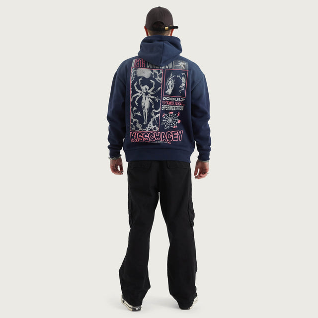Chaos Sunbleached Heavy Hoodie Navy Blue