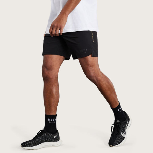 Model wears Element Elasticated Short Black Shorts in Black - Image 1
