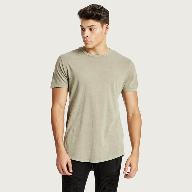 Essential Dual Curved Hem T-Shirt Pigment Khaki