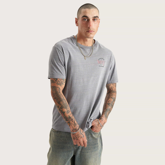 Model wears Hope Relaxed Tee Pigment Frost Grey T-Shirts in Grey - Image 4