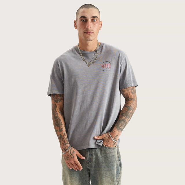 Model wears Hope Relaxed Tee Pigment Frost Grey T-Shirts in Grey - Image 6