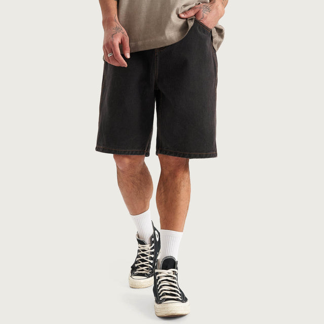 Hyson Baggy Denim Jorts Washed Black