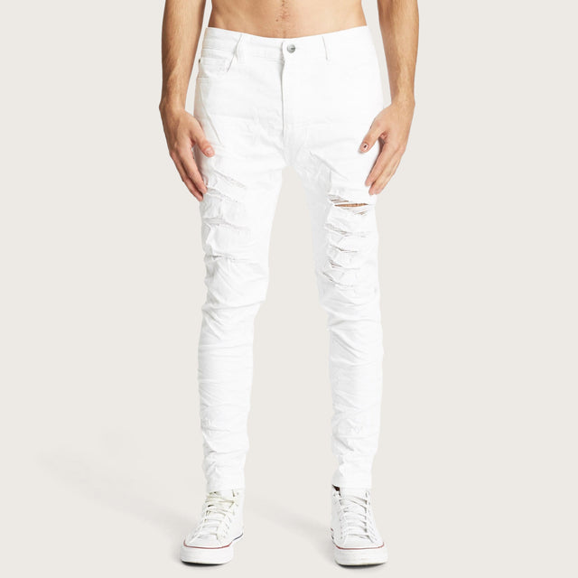 K1 Super Skinny Fit Jean Destroyed White