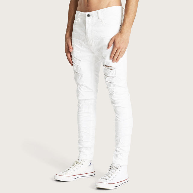 K1 Super Skinny Fit Jean Destroyed White