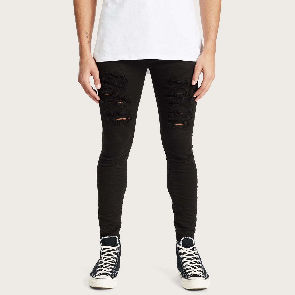K1 Super Skinny Jeans Destroyed Black KSCY
