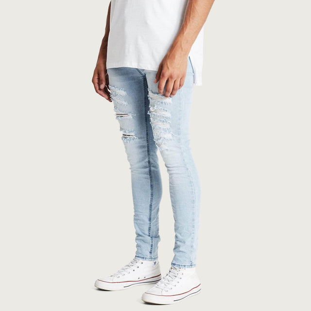 K1 Super Skinny Jeans Destroyed Defiance Blue