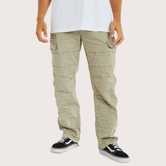 Model wears Michigan Side Pocket Cargo Sage Green Pants in Green - Image 2
