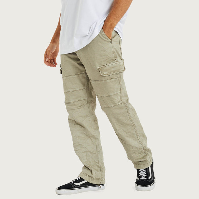 Model wears Michigan Side Pocket Cargo Sage Green Pants in Green - Image 1
