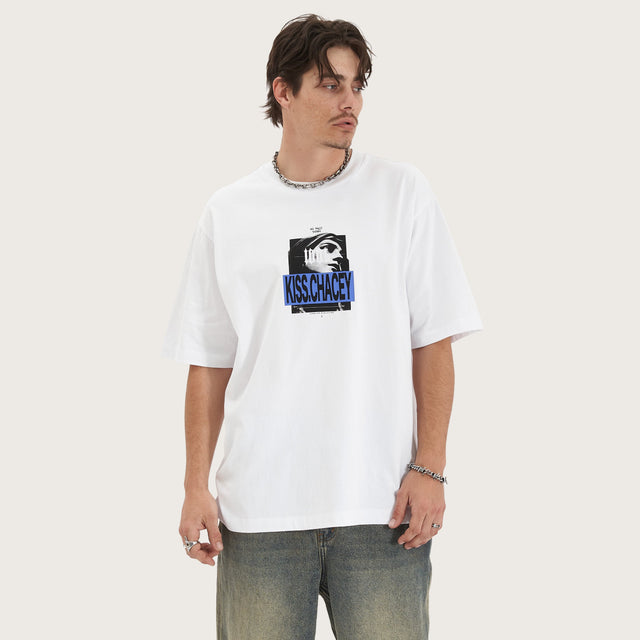 Model wears Moonlit Heavy Oversized Tee White T-Shirts in White - Image 2