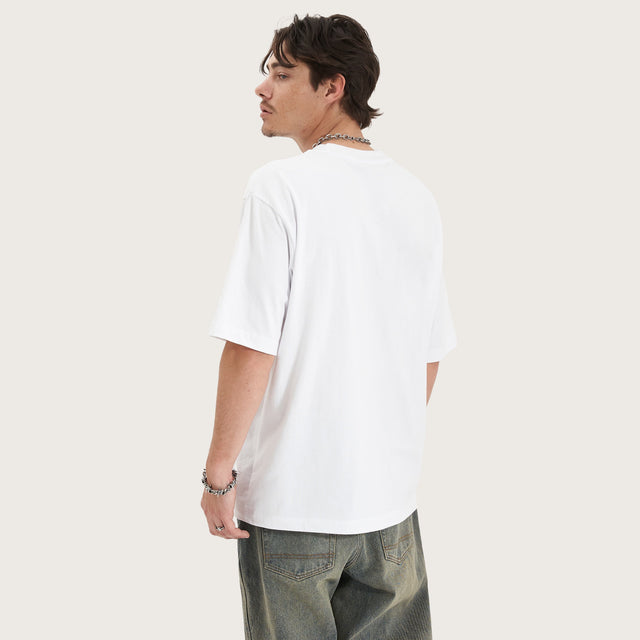 Model wears Moonlit Heavy Oversized Tee White T-Shirts in White - Image 3