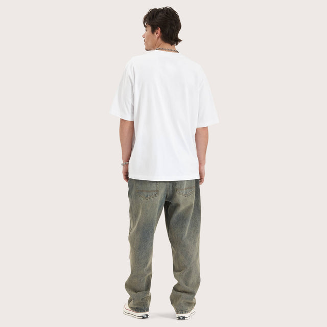 Model wears Moonlit Heavy Oversized Tee White T-Shirts in White - Image 5