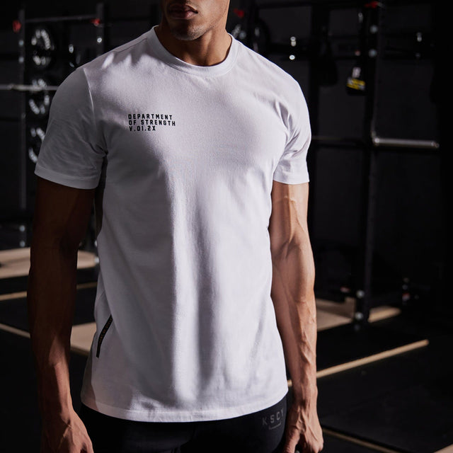 Model wears Motion Active T-Shirt White T-Shirts in White - Image 4