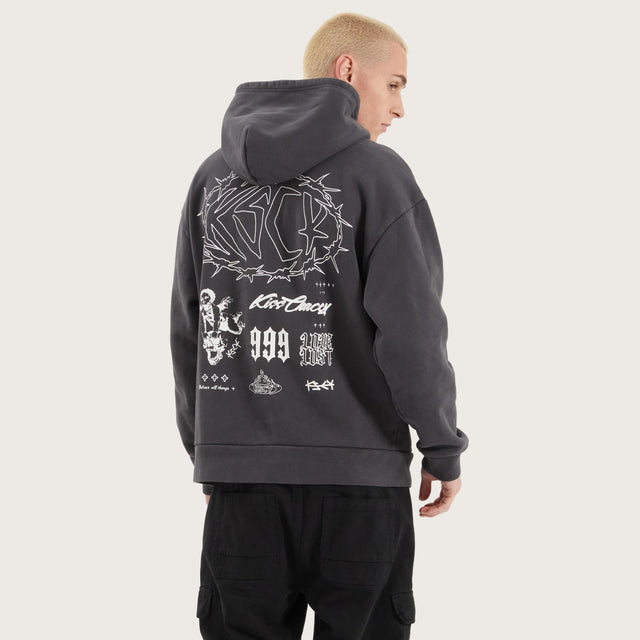 Model wears Riftborne Heavy Relaxed Hoodie Pigment Asphalt Hoodies in Grey - Image 1
