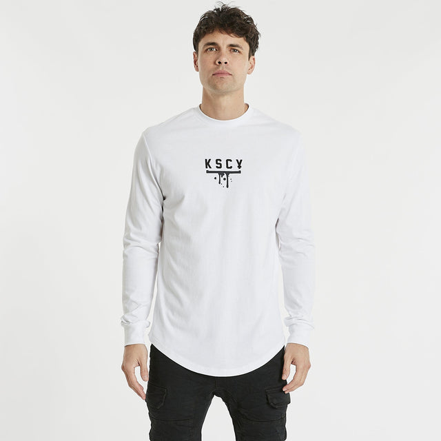 Summit Dual Curved Long Sleeve T-Shirt White