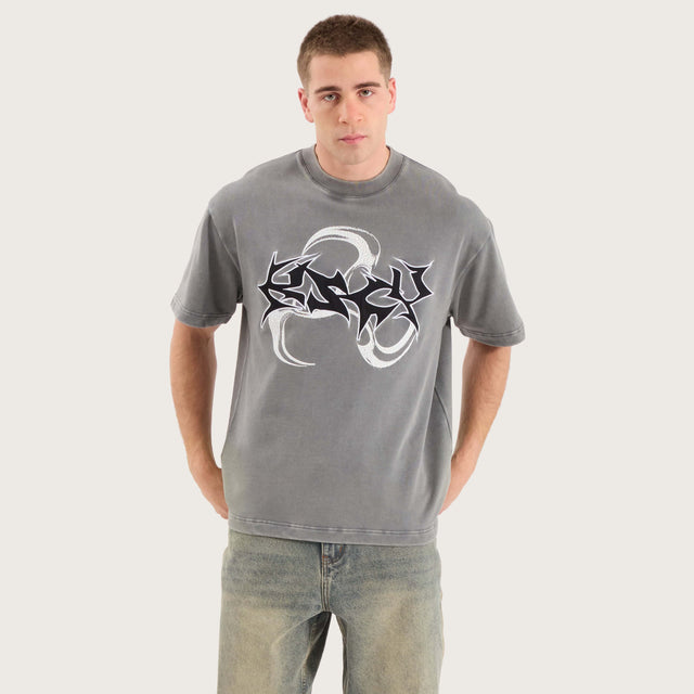 Tumble Loopback Street Tee Acid Charcoal
