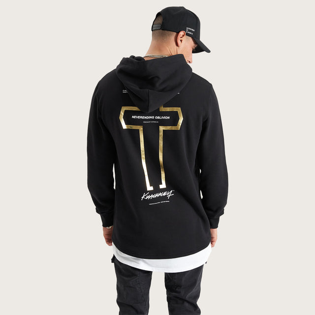 Unbowed Dual Curved Layered Hoodie Jet Black