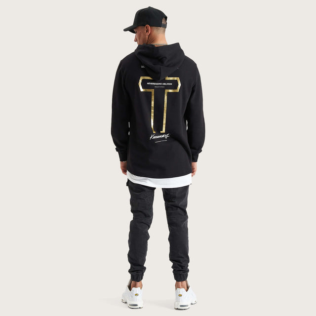 Unbowed Dual Curved Layered Hoodie Jet Black