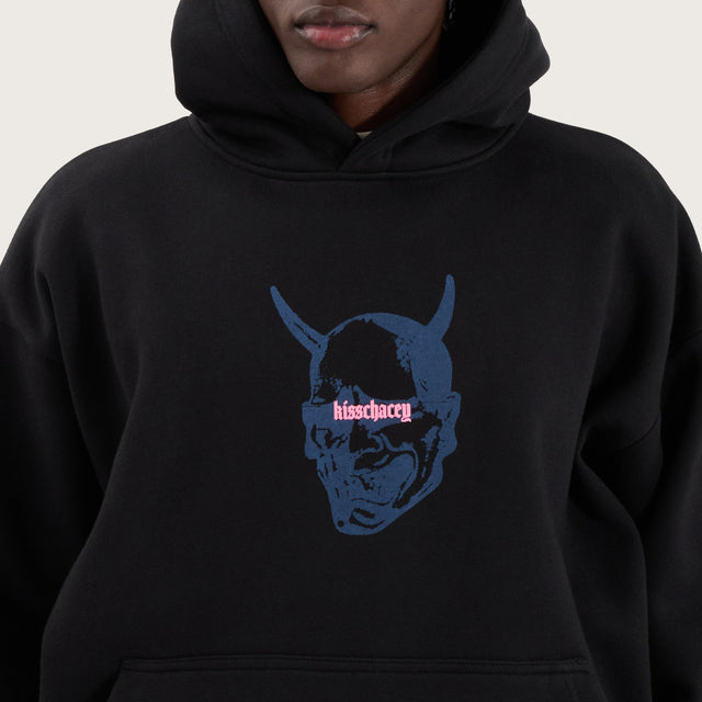 Model wears Witchcraft Oversized Hoodie Jet Black Hoodies in Black - Image 4