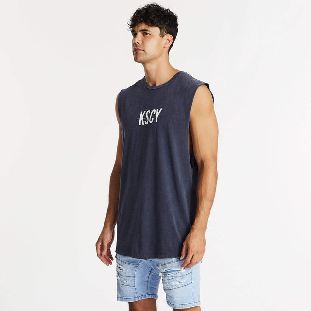 Now & Forever Dual Curved Muscle Tee Acid Navy