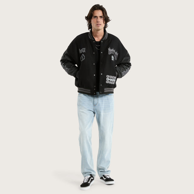 Brawn Varsity Jacket Jet Black