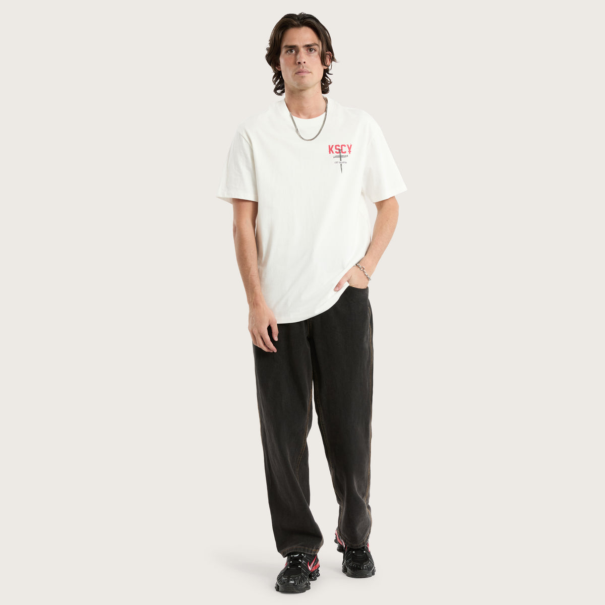 Stormed Relaxed Tee in Natural White | KSCY