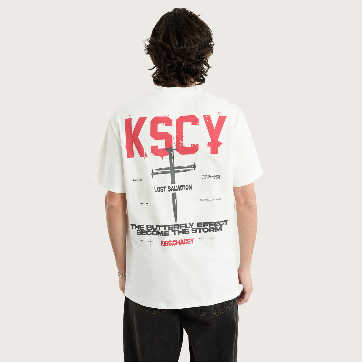 Stormed Relaxed Tee in Natural White | KSCY