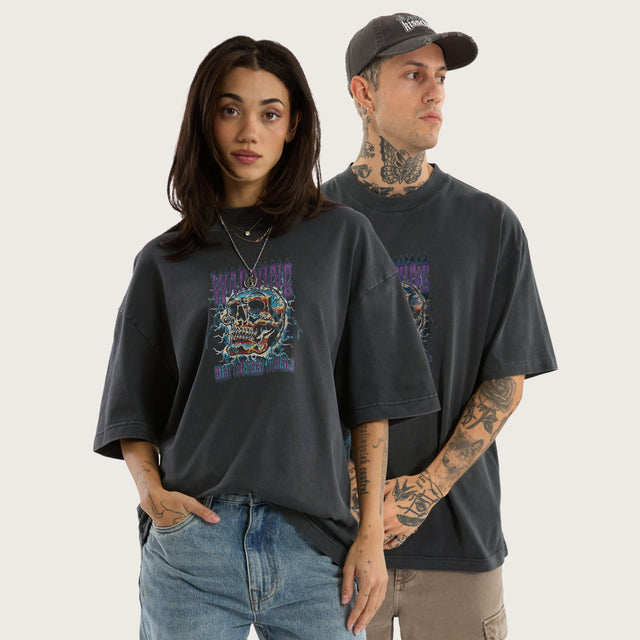 Model wears Healers Street Tee in Pigment Grey T-Shirts in Grey - Image 1
